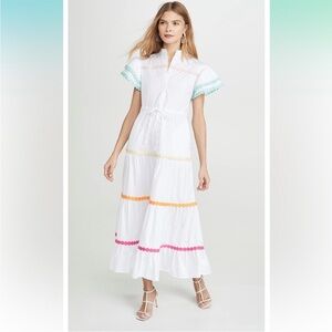 Chic White Maxi Dress with Multicolor Accents